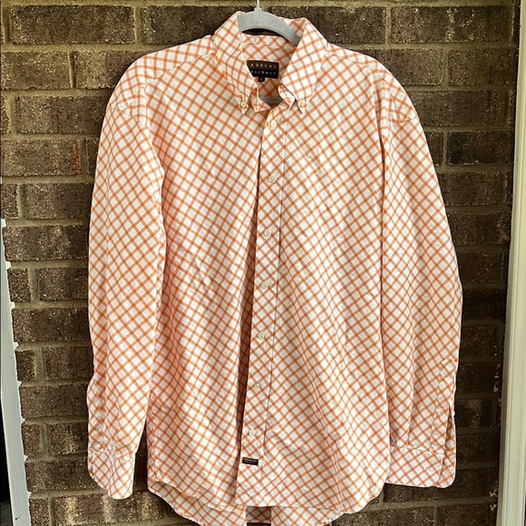 Robert Talbott Button Front shirt orange and white size large 100% cotton - Picture 2 of 8